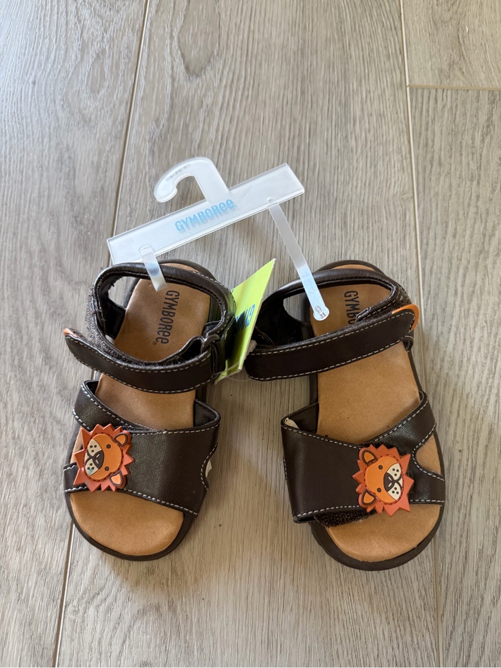 Gymboree Brown Sandals with Orange Lion Accent